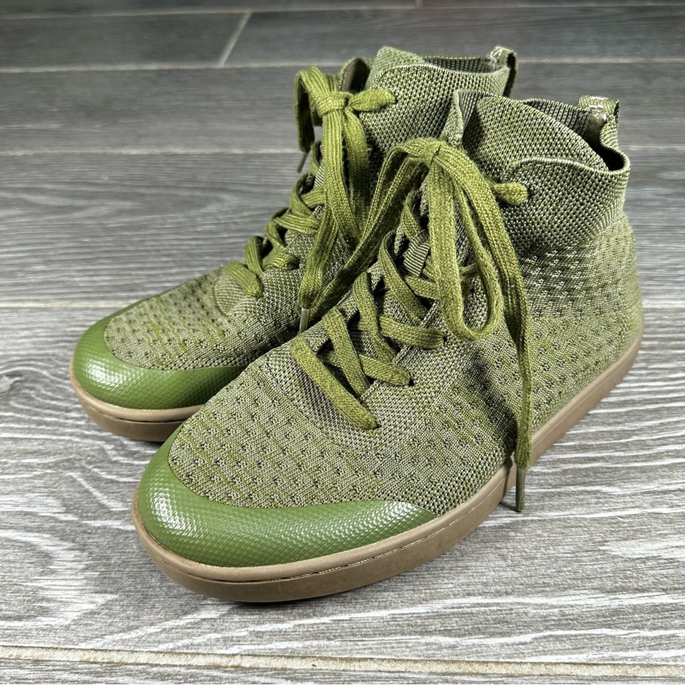 Suavs Olive Green Knit High-Top Sneakers